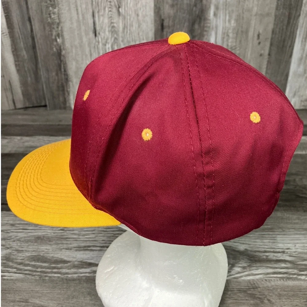 Vintage Washington Redskins Youngan Snapback Hat NFL Burgundy Gold Flat Brim VTG